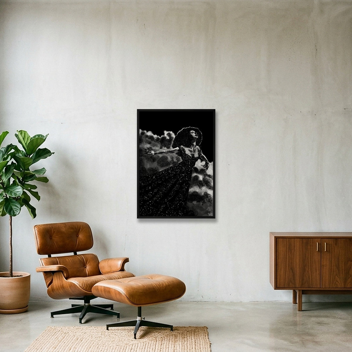 Monochromia Flight — 59×84cm, 23×33" Black Frame