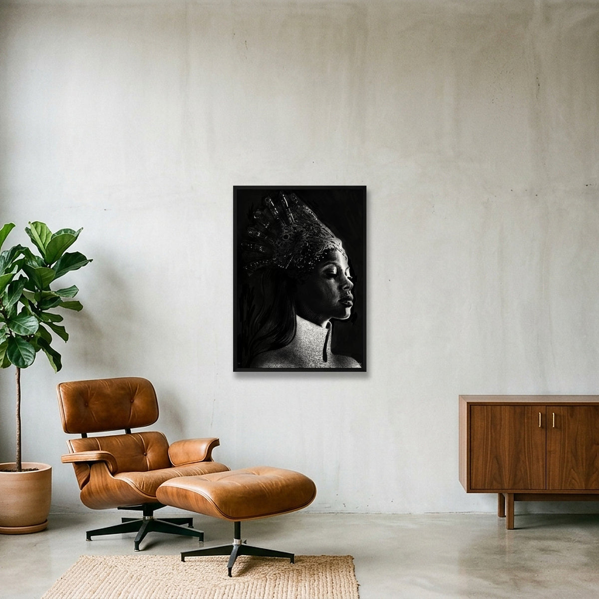 Monochromia Queen — 59×84cm, 23×33" Black Frame