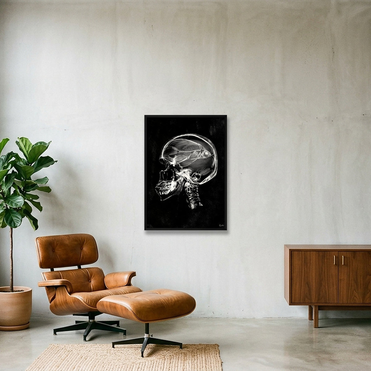 Monochromia Skeletal — 59×84cm, 23×33" Black Frame