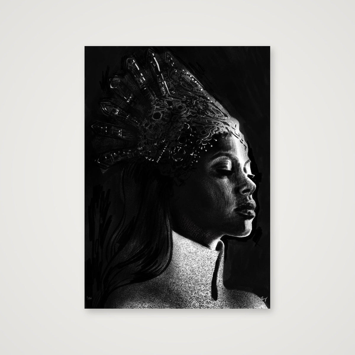 Monochromia Queen — A3 (30×42cm, 12×17") Print only