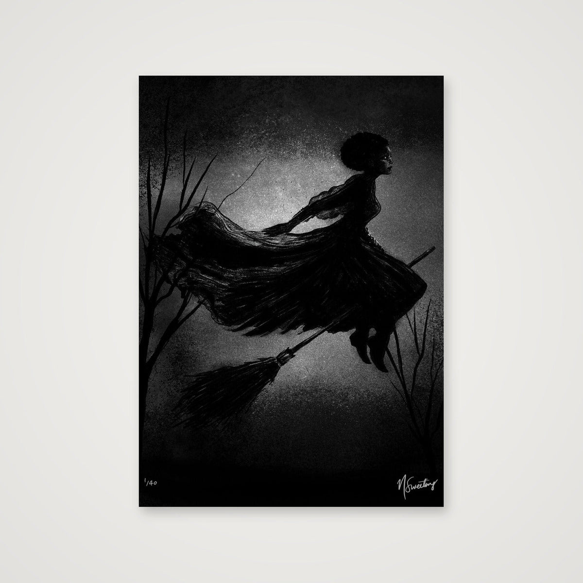 Monochromia Witch — A4 (21×30cm, 8×12") Print only