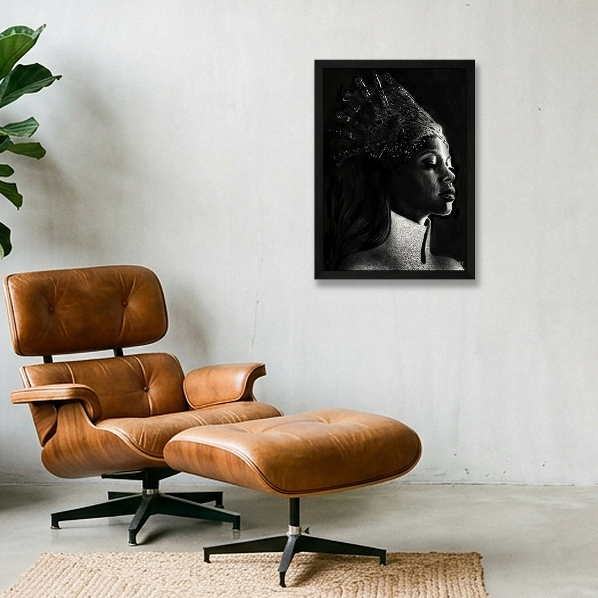 Monochromia Queen — A3 (30×42cm, 12×17") Black Frame