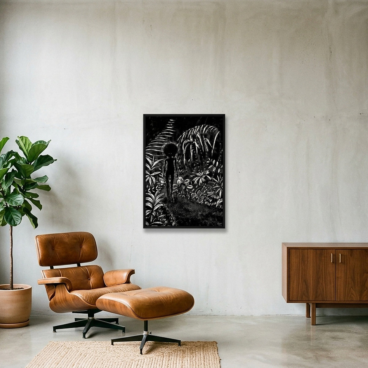 Monochromia Path — 59×84cm, 23×33" Black Frame