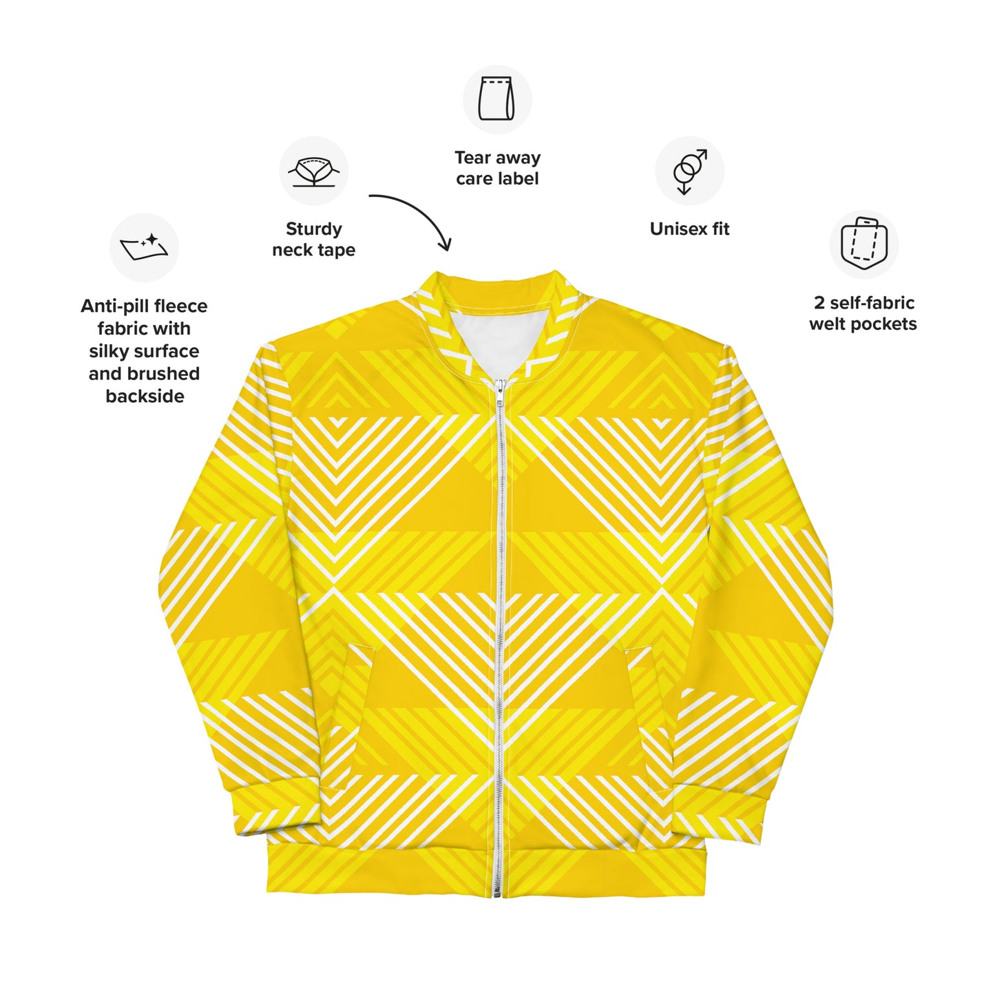 Trichromatic Yellow Unisex Bomber Jacket