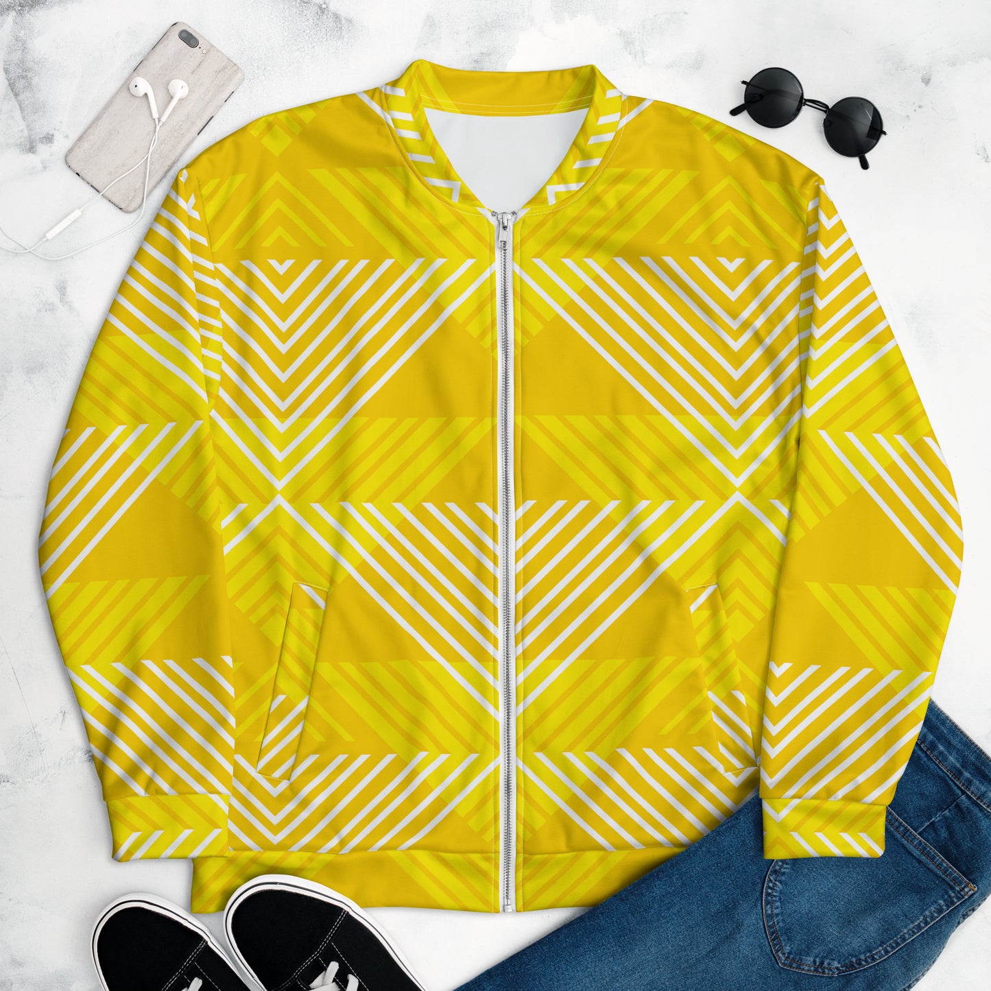 Trichromatic Yellow Unisex Bomber Jacket