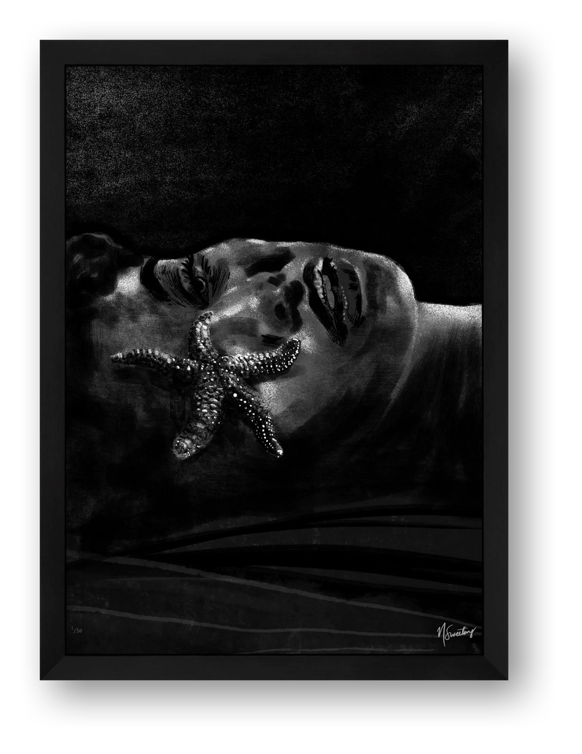 Monochromia Starfish — framed