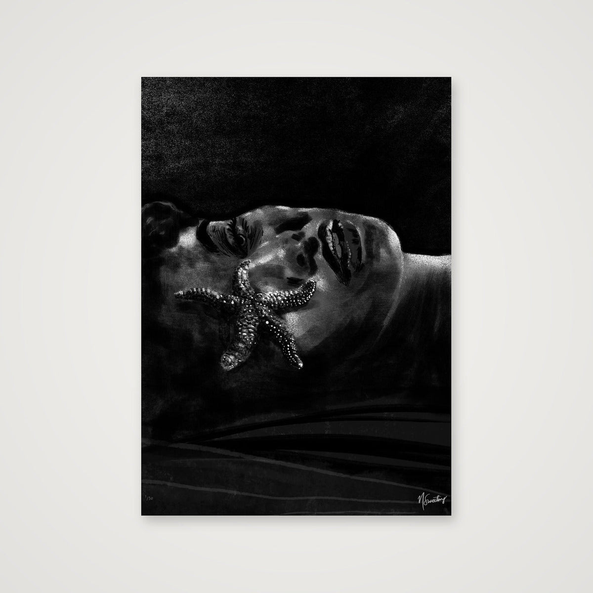 Monochromia Starfish — A3 (30×42cm, 12×17") Print only