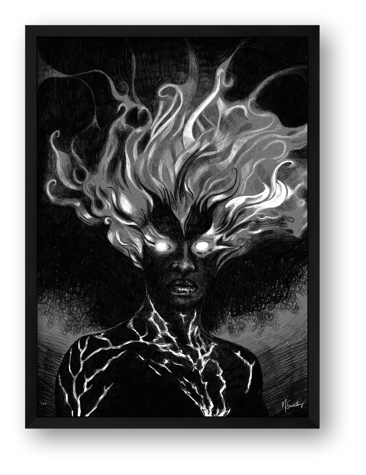 Monochromia Inferno — framed