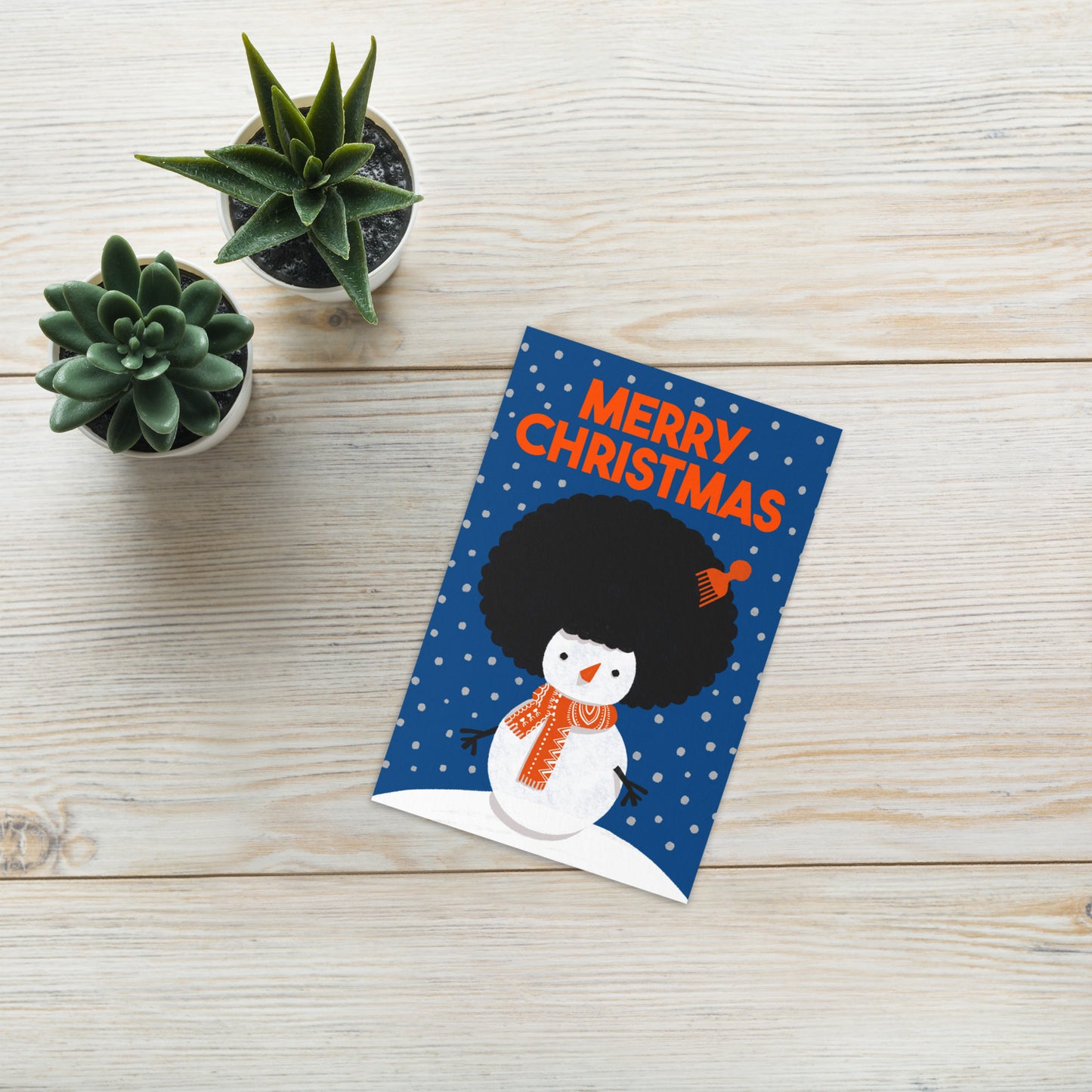 Greeting Card Xmas Afro Snowman