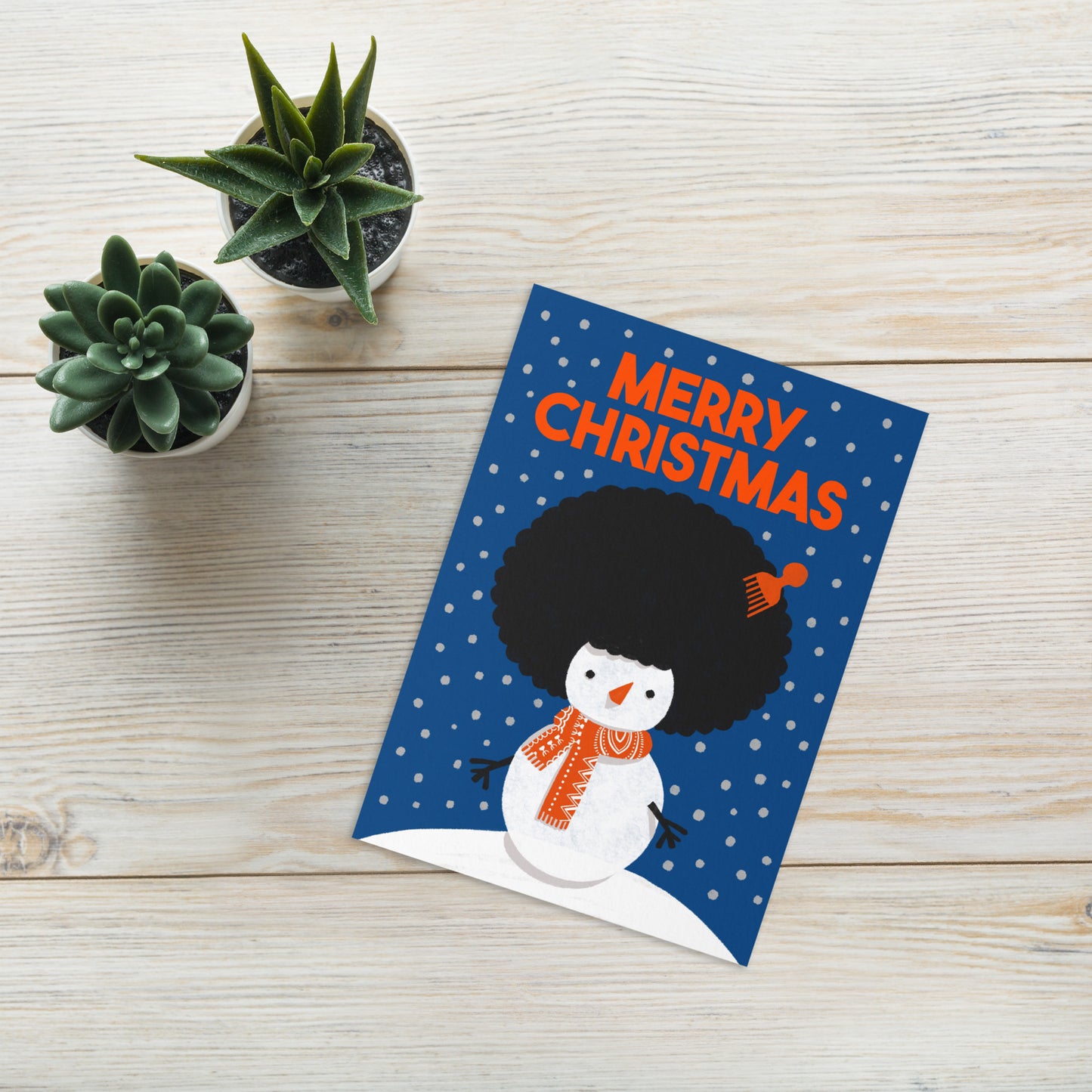 Greeting Card Xmas Afro Snowman